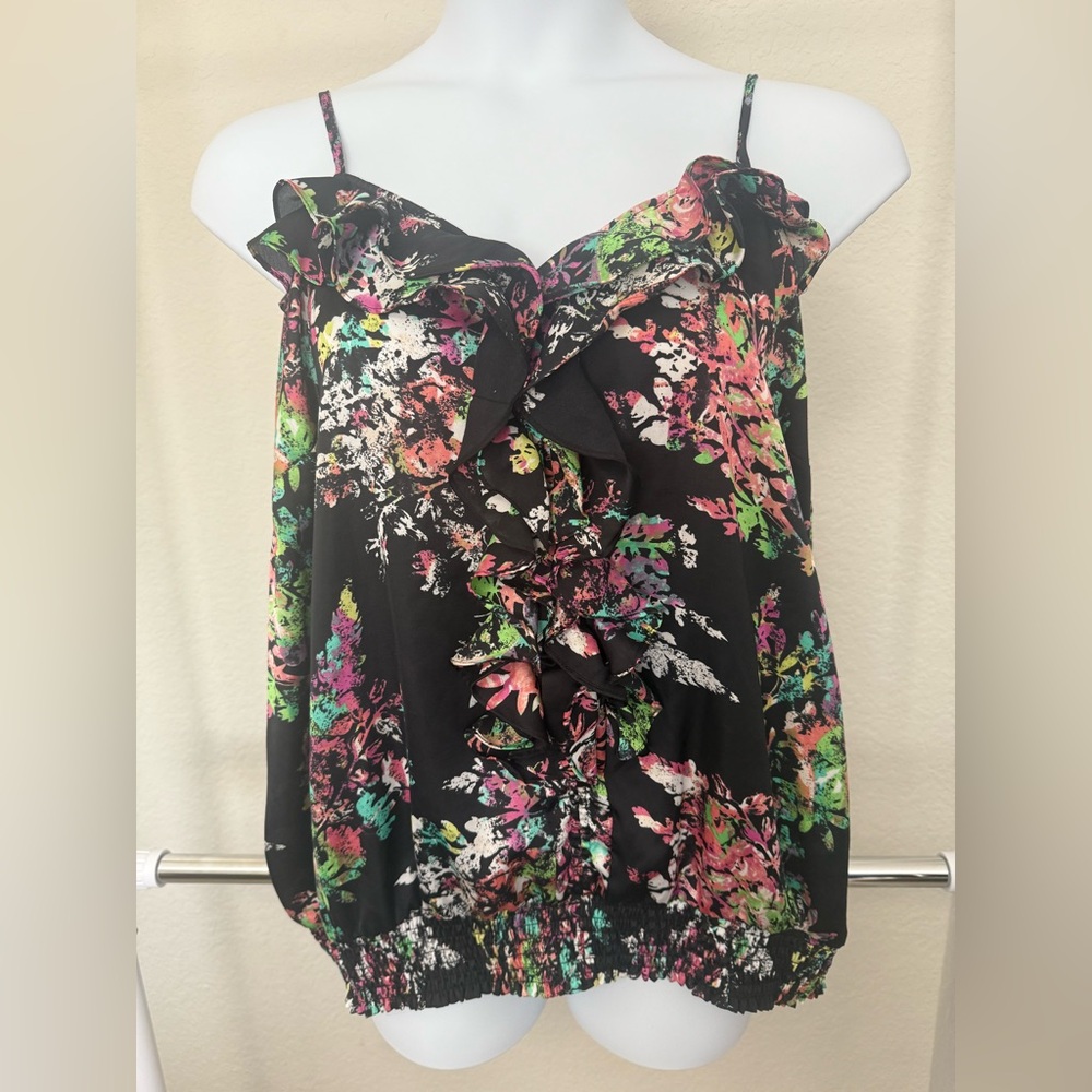 Lane Bryant Super Cute Ruffle Front Silky Floral Camisole